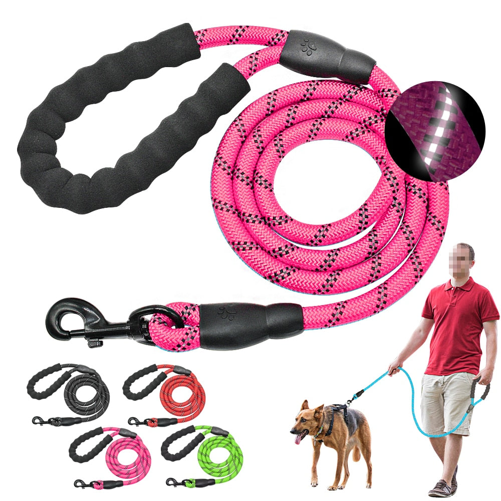 Reflektierende Hundeleine Nylon 150cm – Heavy Duty, 7 Farben, für alle Hundegrößen