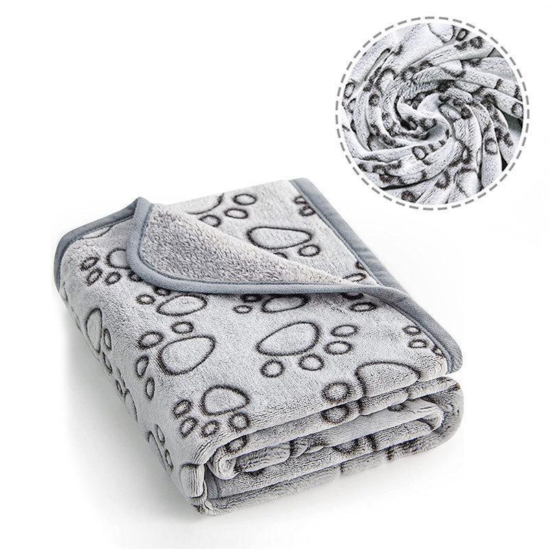 Warme Fleece-Haustierdecke mit Pfoten-Muster – Katzen & Hunde, Größen XS–XL, Grau