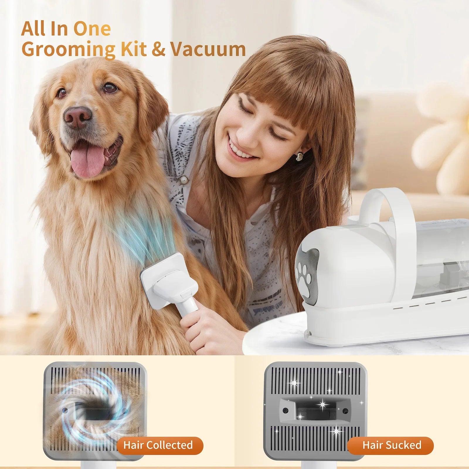 7-in-1 Hunde Grooming Set mit Staubsauger – Fellpflege leise & effektiv