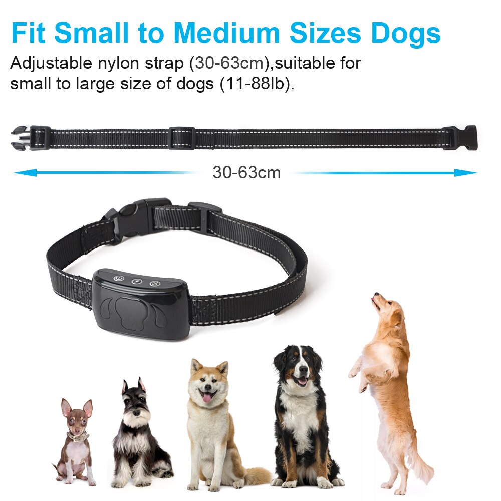 Anti-Bell-Halsband mit Vibration, Schock & LED – IP65, wiederaufladbar, für alle Hundegrößen