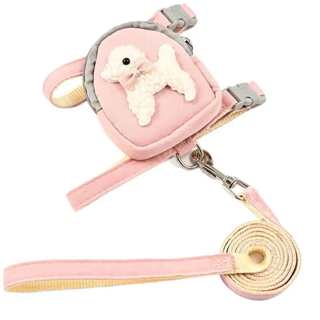 Weste-Geschirr mit Rucksack & Leine für kleine & mittlere Hunde – S–L, Blau