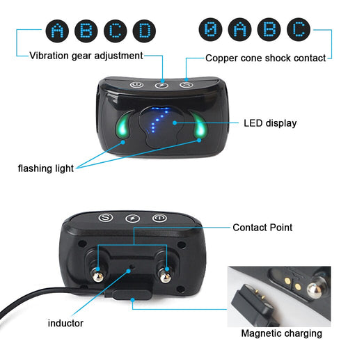 Anti-Bell-Halsband mit Vibration, Schock & LED – IP65, wiederaufladbar, für alle Hundegrößen