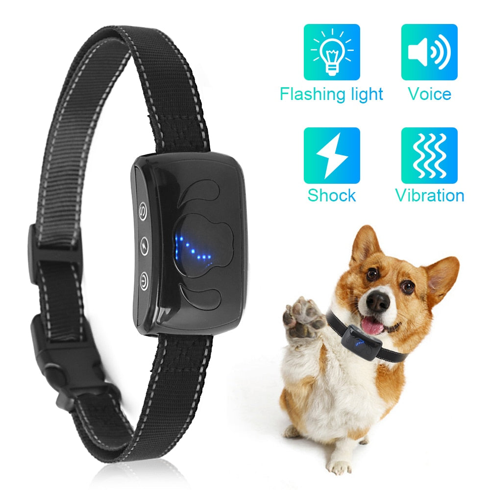 Anti-Bell-Halsband mit Vibration, Schock & LED – IP65, wiederaufladbar, für alle Hundegrößen