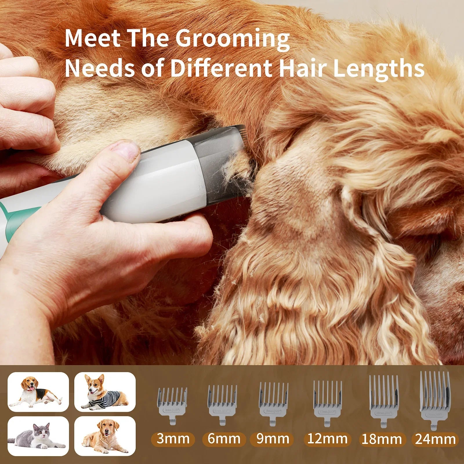 7-in-1 Hunde Grooming Set mit Staubsauger – Fellpflege leise & effektiv
