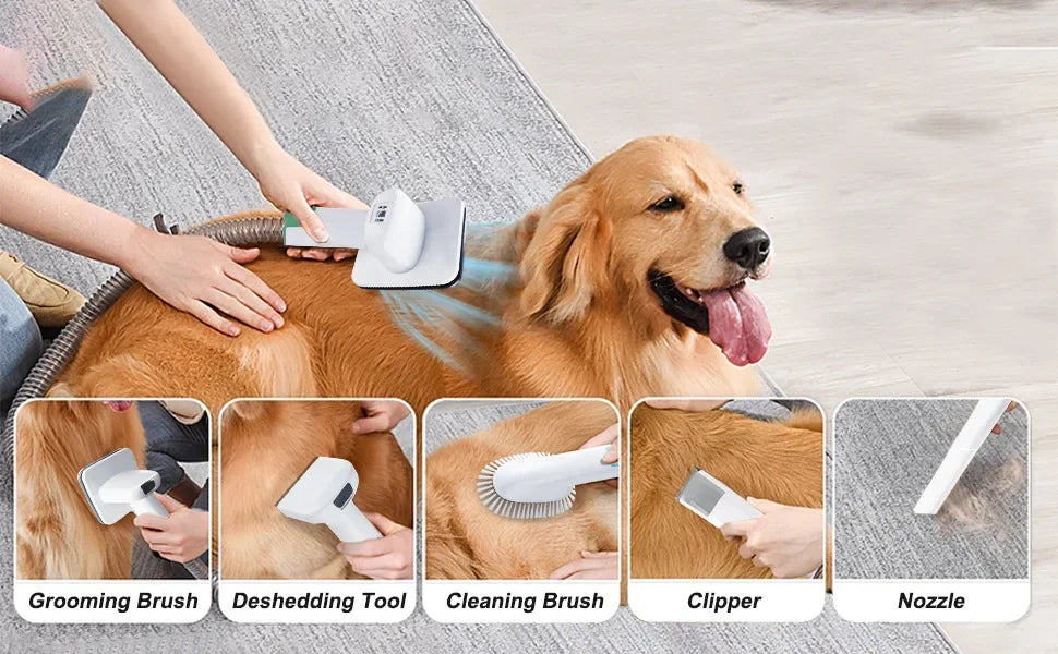 7-in-1 Hunde Grooming Set mit Staubsauger – Fellpflege leise & effektiv
