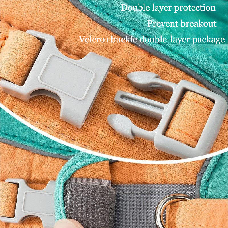 Weste-Geschirr mit Leine für Hunde & Katzen – Wildleder, S–3XL, 3 Farbkombinationen