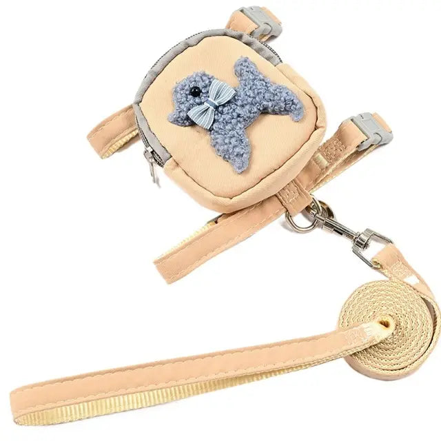 Weste-Geschirr mit Rucksack & Leine für kleine & mittlere Hunde – S–L, Blau