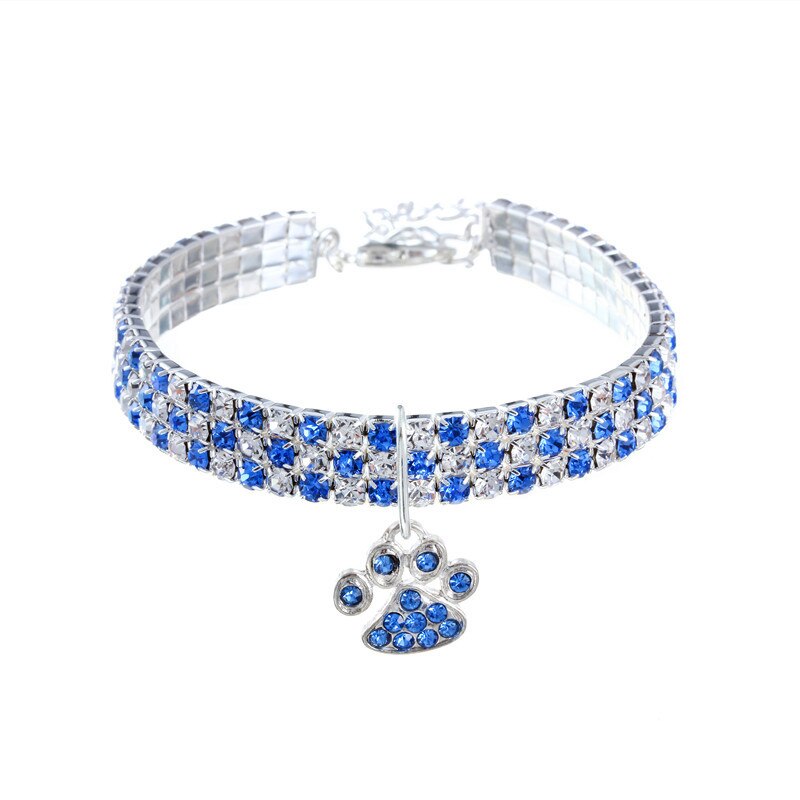 Strass-Hundehalsband mit süßem Pfoten-Motiv – Verstellbar, 5 Farben, S–L