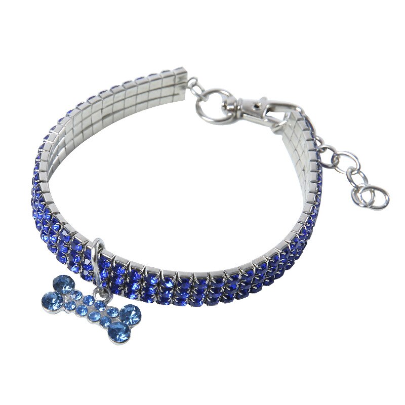 Glamour-Halsband mit Knochen-Anhänger & Kristallen für Hunde & Katzen