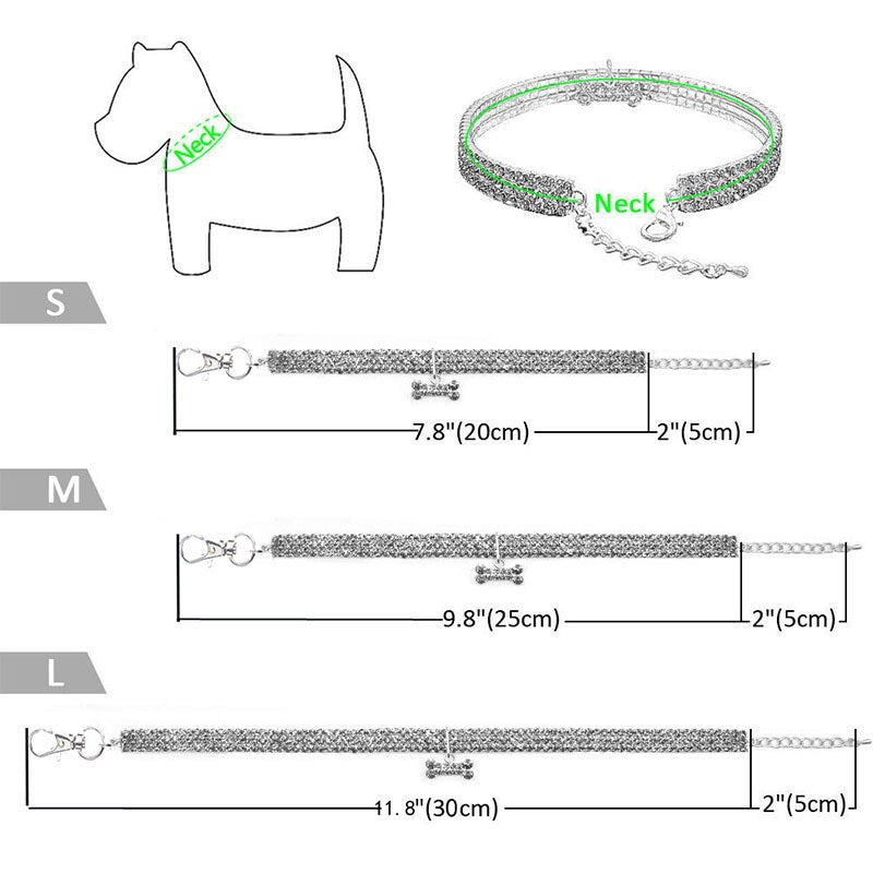 Glamour-Halsband mit Knochen-Anhänger & Kristallen für Hunde & Katzen