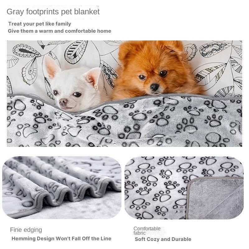 Warme Fleece-Haustierdecke mit Pfoten-Muster – Katzen & Hunde, Größen XS–XL, Grau